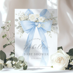 Póster Bienvenida al Shower del Bebé Niño con Lazo Coquet