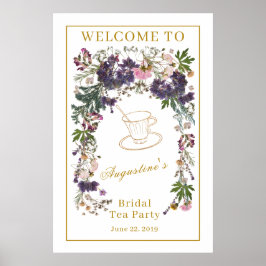 Póster Bienvenida al Té Nupcial de Flores Silvestres Seca