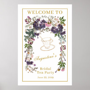 Póster Bienvenida al Té Nupcial de Flores Silvestres Seca