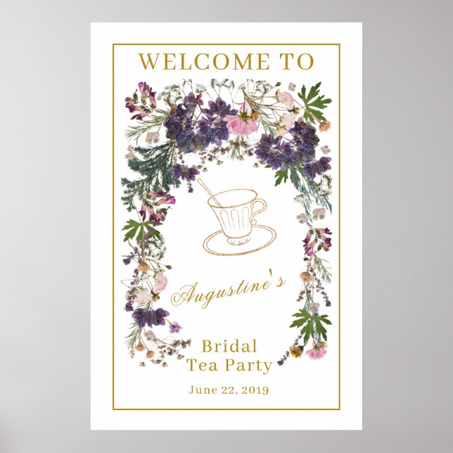 Póster Bienvenida al Té Nupcial de Flores Silvestres Seca (Frente)