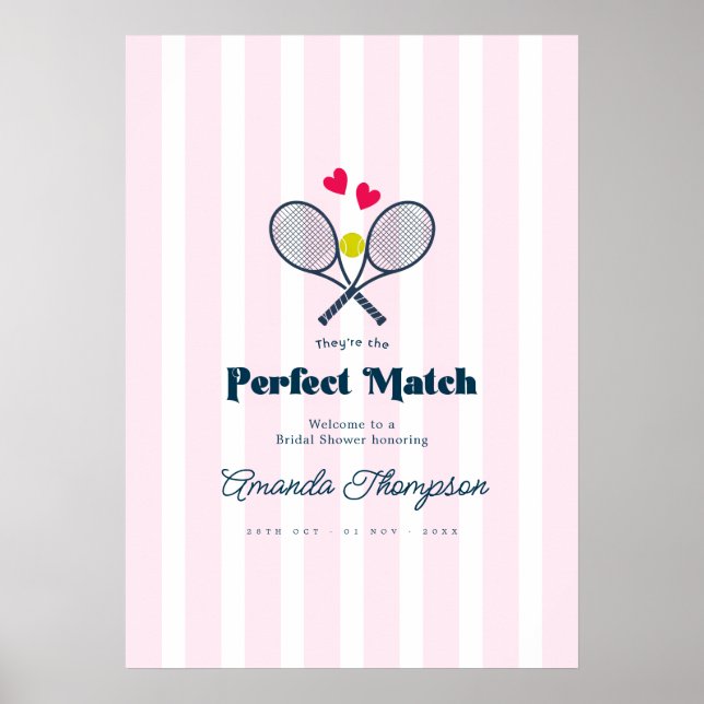 Póster Bienvenida al tenis elegante de boda de Preparació (Frente)