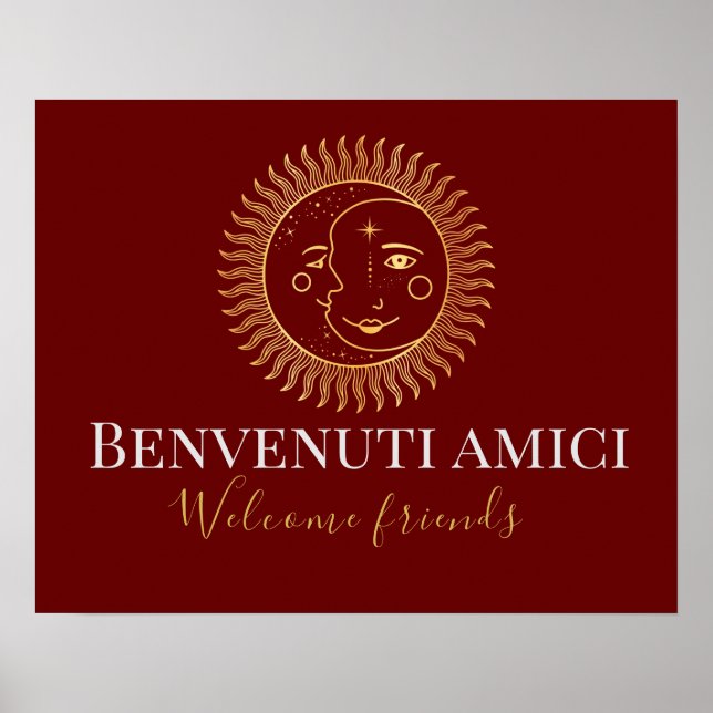 Póster Bienvenida Amigos Inglés / Italiano (Frente)
