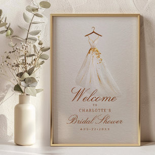 Póster Bienvenida asequible para la ducha de novia - Traj