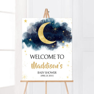 Póster Bienvenida azul por las estrellas del oro de la lu