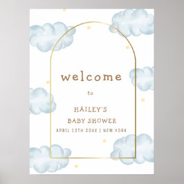 Póster Bienvenida Baby Shower a Boho Star Cloud Arch Boy