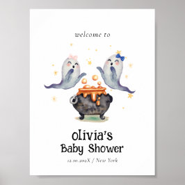 Póster Bienvenida Baby Shower a dos pequeños gemelos fant