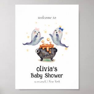Póster Bienvenida Baby Shower a dos pequeños gemelos fant