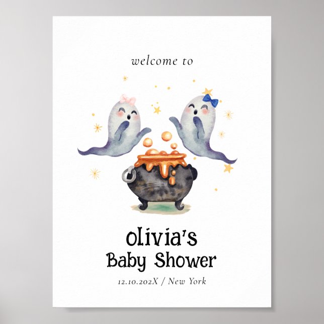 Póster Bienvenida Baby Shower a dos pequeños gemelos fant (Frente)