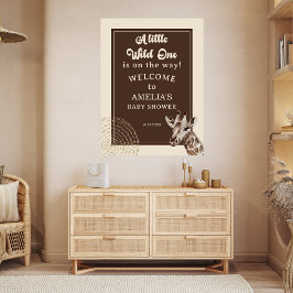 Póster Bienvenida Baby Shower a Jungle Safari Giraffe