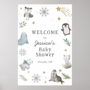 Póster Bienvenida Baby Shower a los Adorables Animales Ár