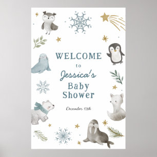 Póster Bienvenida Baby Shower a los Adorables Animales Ár