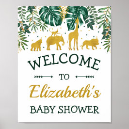Póster Bienvenida Baby Shower a los animales de la jungla