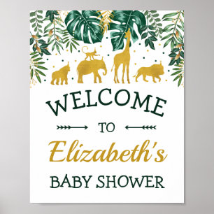 Póster Bienvenida Baby Shower a los animales de la jungla