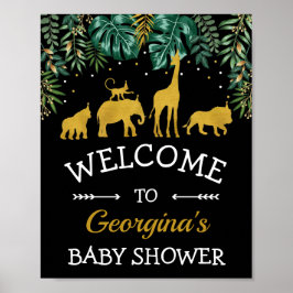 Póster Bienvenida Baby Shower a los animales de la jungla