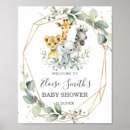 Póster Bienvenida Baby Shower a los animales de la jungla