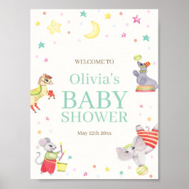 Póster Bienvenida Baby Shower a los Animales del Festival