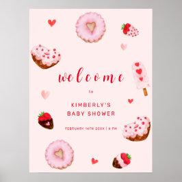 Póster Bienvenida Baby Shower a los enamorados rosados do