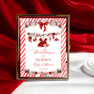 Póster Bienvenida Baby Shower a los navidades de ropa de
