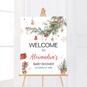 Póster Bienvenida Baby Shower a los pequeños Navidades de