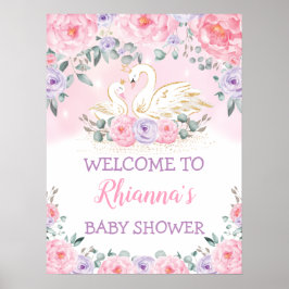 Póster Bienvenida Baby Shower a Magical Swan Princess
