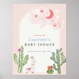 Póster Bienvenida Baby Shower al Chica de juguetes rosado