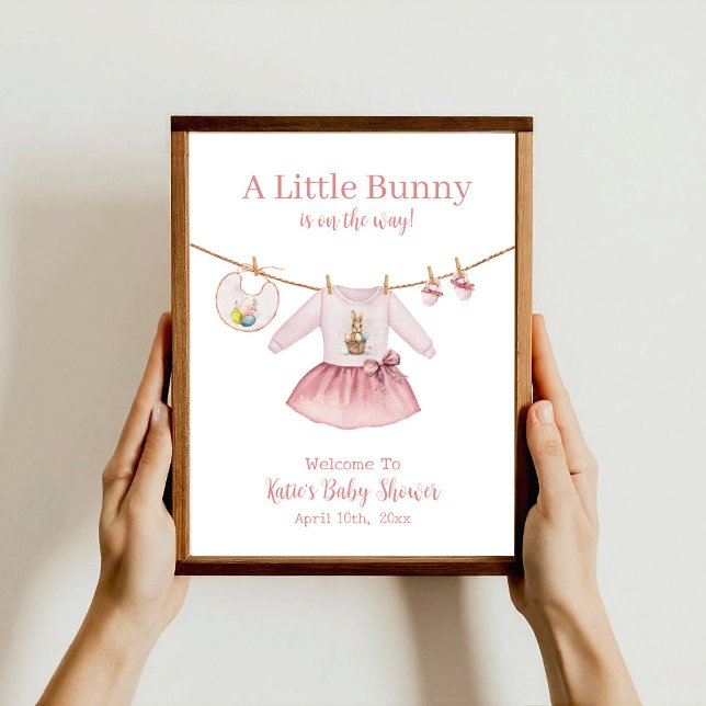 Póster Bienvenida Baby Shower al Chica de Vestido Rosa Co (Subido por el creador)