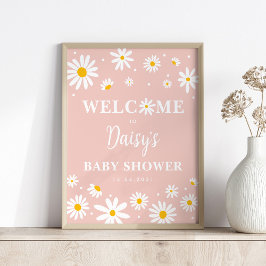 Póster Bienvenida Baby Shower al Chica Floral Rubor Boho 