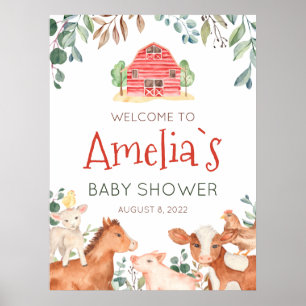 Póster Bienvenida Baby Shower al desfile de animales de g
