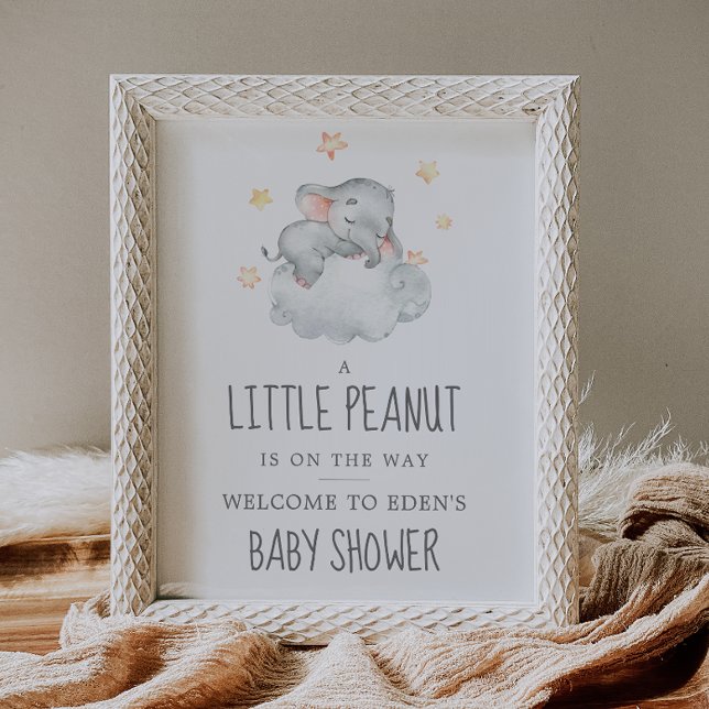 Póster Bienvenida Baby Shower al elefante Chica Little Pe (Subido por el creador)
