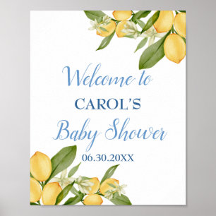 Póster Bienvenida Baby Shower azul para bebé Positano Lem