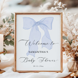 Póster Bienvenida Baby Shower Blue Bow