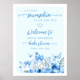 Póster Bienvenida Baby Shower Blue Bow Boy