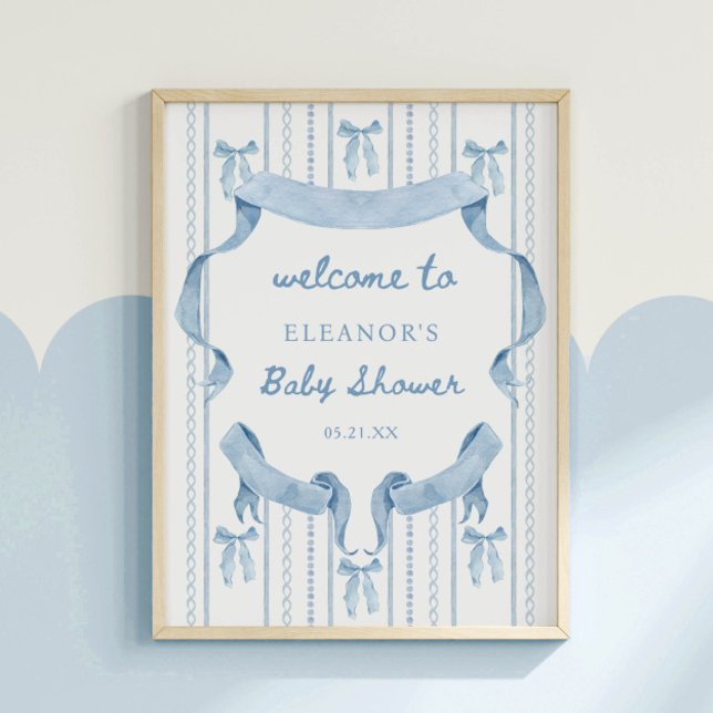 Póster Bienvenida Baby Shower Blue Bow Boy (Subido por el creador)