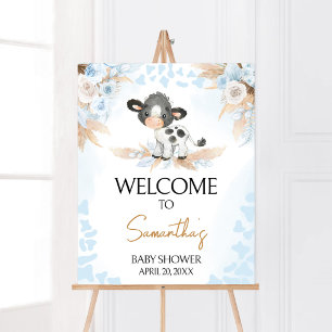 Póster Bienvenida Baby Shower Blue Holy Cow