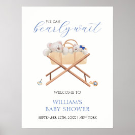 Póster Bienvenida Baby Shower Boho Bassinet Toy Boy