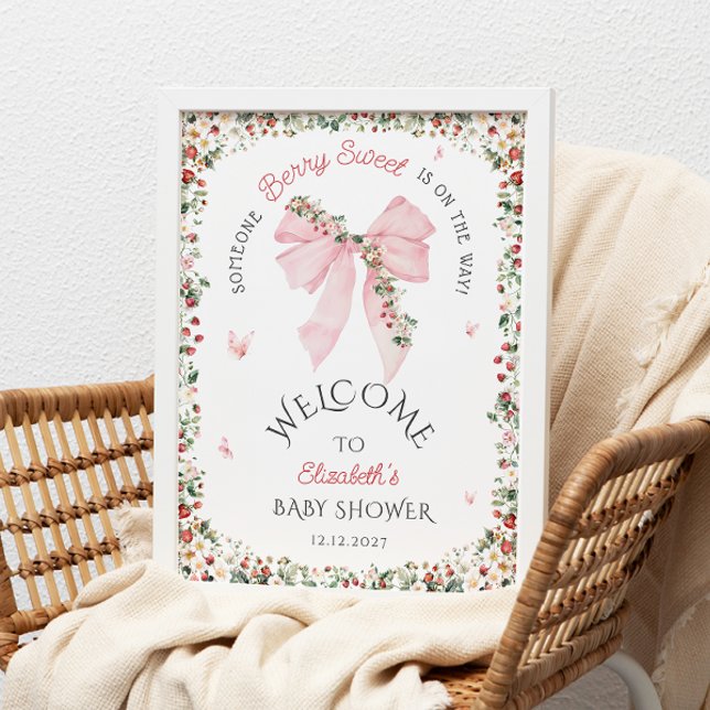 Póster Bienvenida Baby Shower de Alguien Berry Sweet Bow (Subido por el creador)