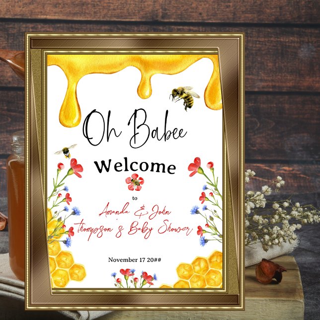 Póster Bienvenida Baby Shower de Babee Yellow Bee Floral (Subido por el creador)
