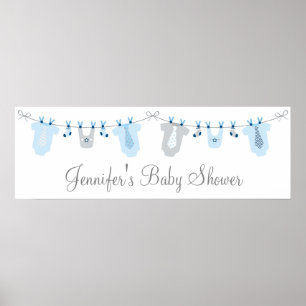 Póster Bienvenida Baby Shower de Baby Boy Clothesline