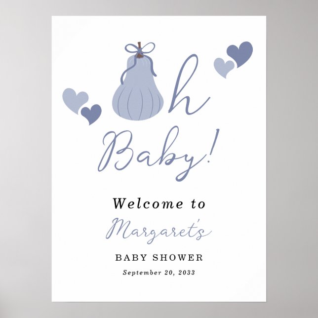 Póster Bienvenida Baby Shower de Baby Pumpkin Bow (Frente)