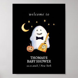 Póster Bienvenida Baby Shower de Black Little Boo Witch G