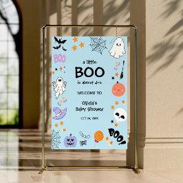Póster Bienvenida Baby Shower de Blue A Little Boo Hallow