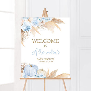 Póster Bienvenida Baby Shower de Blue Boho Pumpkin