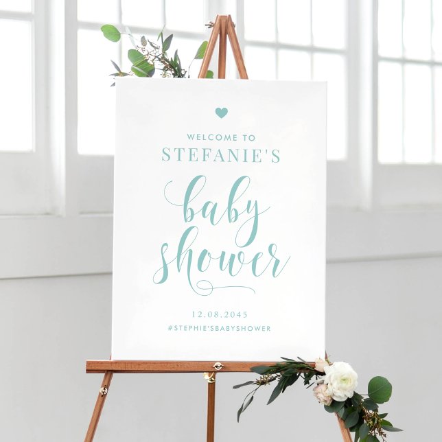 Póster Bienvenida Baby Shower de Blue Bold Script (Subido por el creador)