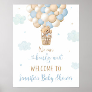 Póster Bienvenida Baby Shower de Blue Boy Teddy Bear Glob