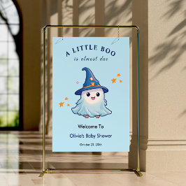 Póster Bienvenida Baby Shower de Blue Halloween a Little
