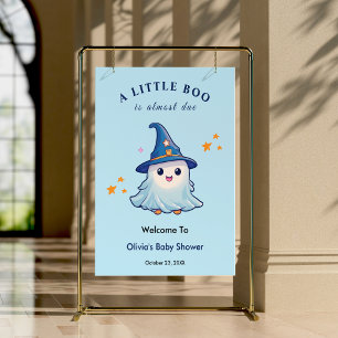 Póster Bienvenida Baby Shower de Blue Halloween a Little 