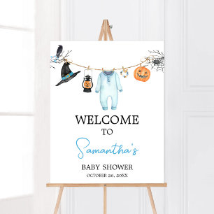 Póster Bienvenida Baby Shower de Blue Little Boo Hallowee