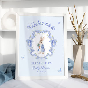 Póster Bienvenida Baby Shower de Blue Peter Rabbit