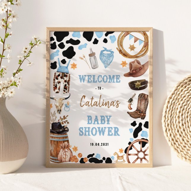 Póster Bienvenida Baby Shower de Blue Rodeo Western Cowbo (Subido por el creador)