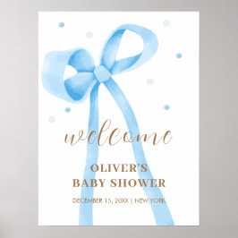 Póster Bienvenida Baby Shower de Blue Simple Polka Dot Bo